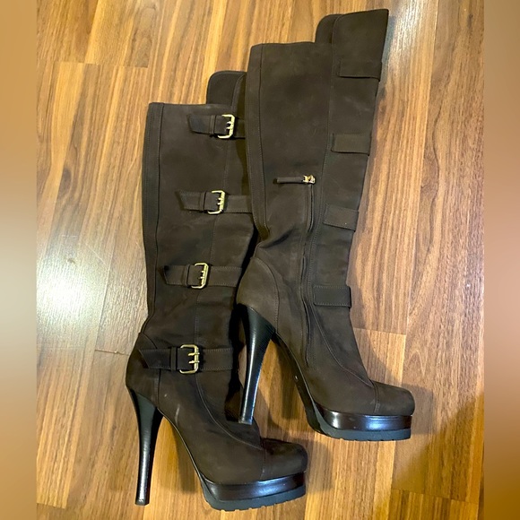 Fendi platform chocolate brown suede boots size 38 - Picture 2 of 5